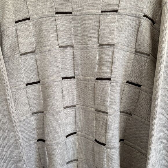 Cavallio Crew Neck Sweater Solid Plaid Gray Silver Convex Concave - Mens Size M - Picture 3 of 8